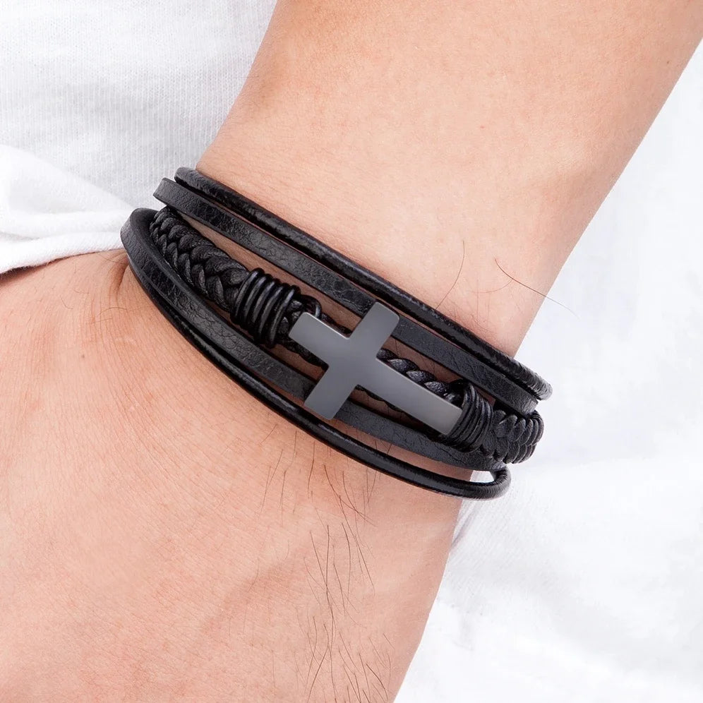 Pulseira de couro masculino